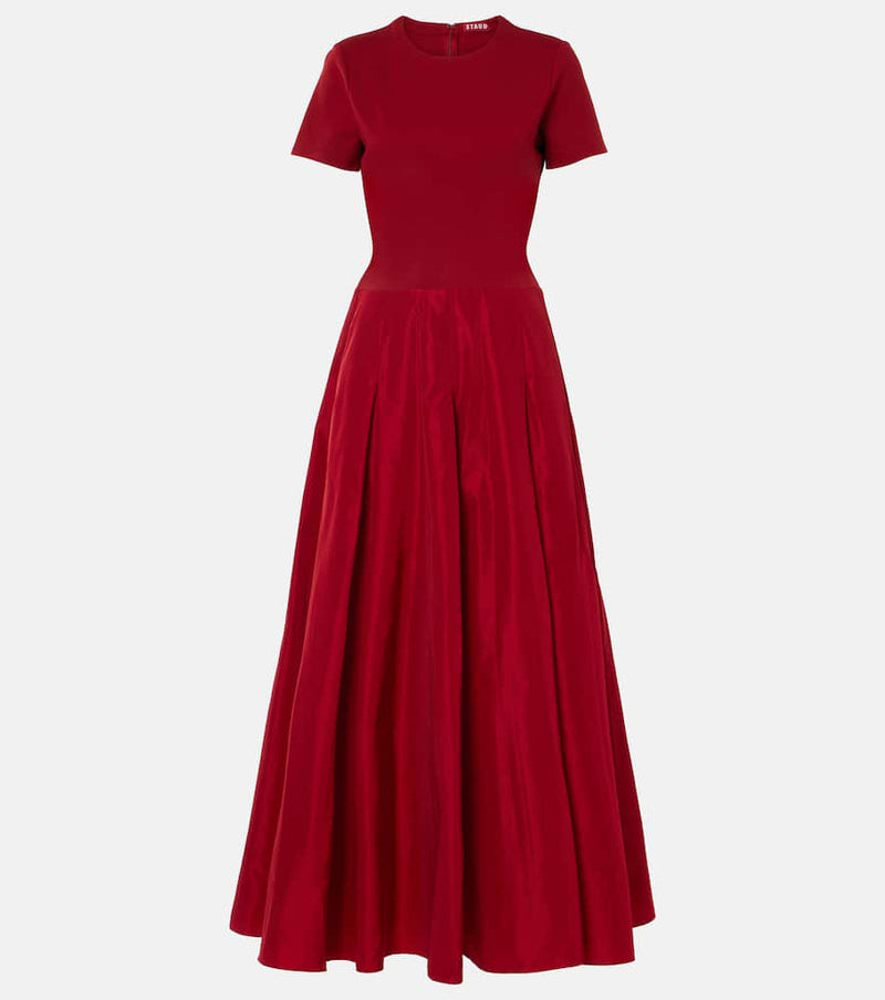 Staud Pleated ponte and grosgrain maxi dress