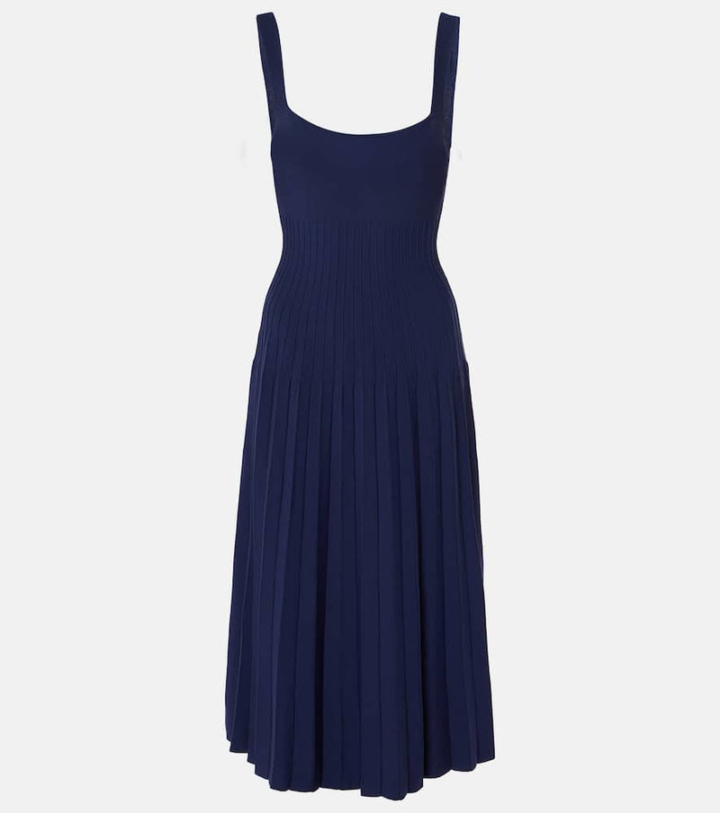 Staud Ellison pleated compact-knit midi dress