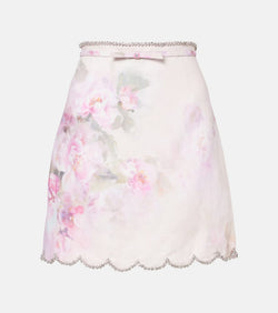 Zimmermann Crush floral linen miniskirt