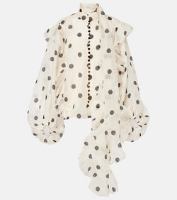 Zimmermann Crush polka-dot linen and silk blouse