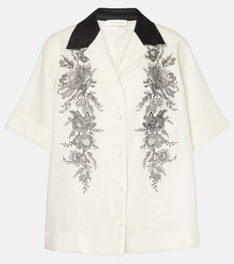 Zimmermann Floral linen bowling shirt