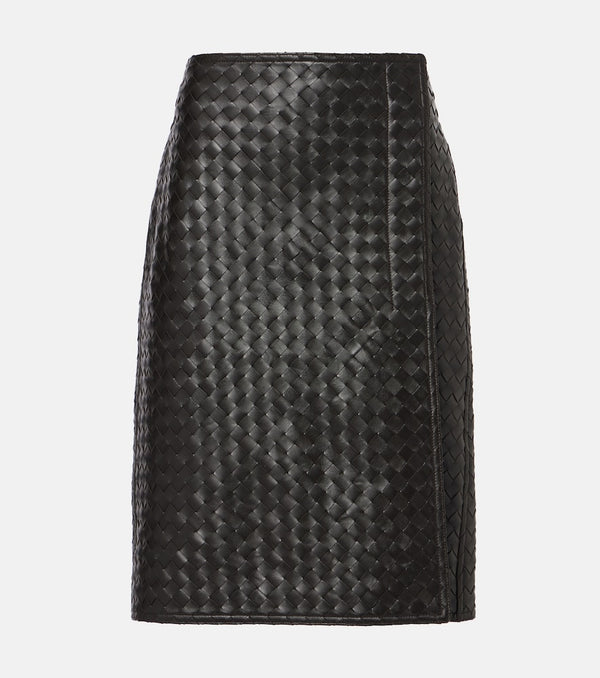 Bottega Veneta Intrecciato leather midi skirt