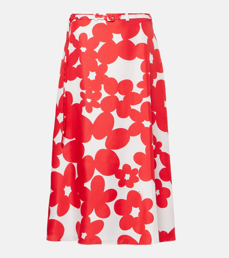 Marni Printed silk midi skirt