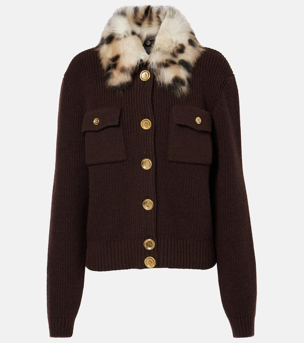 Givenchy Shearling-trimmed wool and cashmere-blend cardigan