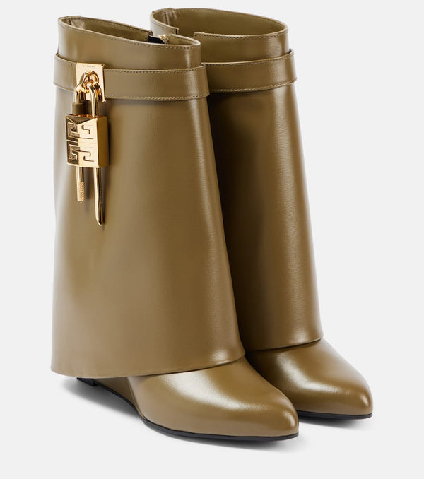 Givenchy Shark Lock leather wedge boots