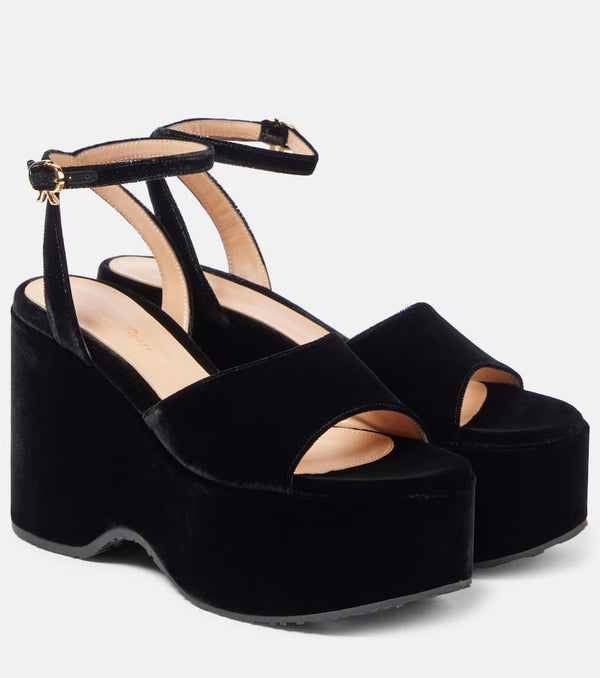 Gianvito Rossi Velvet wedge sandals