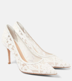 Gianvito Rossi Lyon 85 leather-trimmed lace pumps