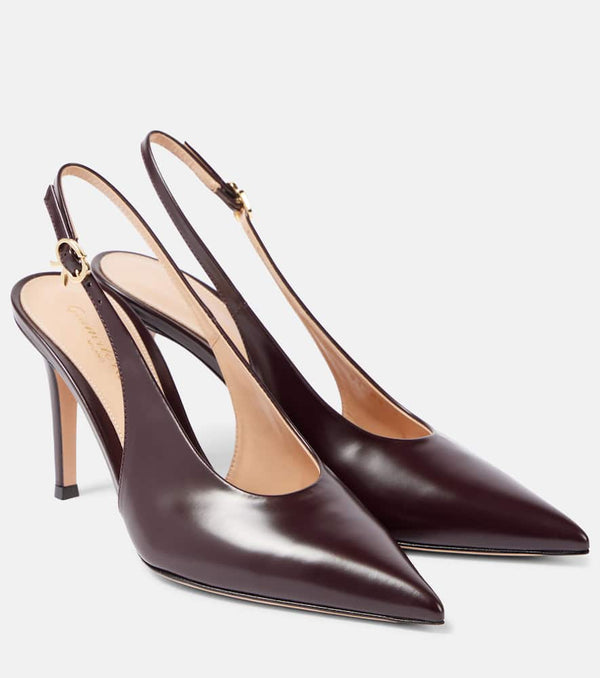 Gianvito Rossi Robbie 85 patent leather slingback pumps