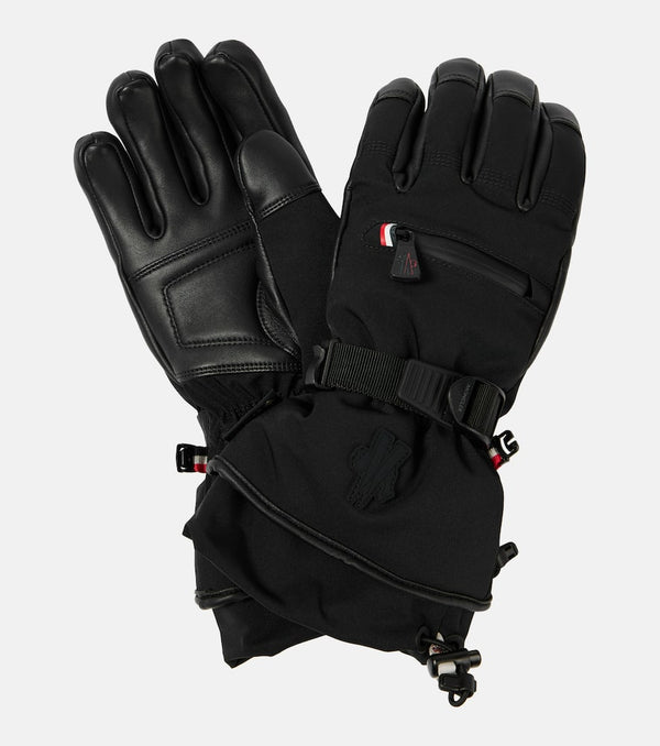 Moncler Leather-trimmed gloves