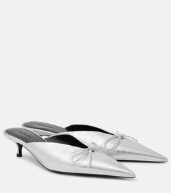 Balenciaga Knife Bow 40 metallic leather mules