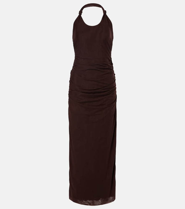 SIR Jacques Knot gathered semi-sheer midi dress