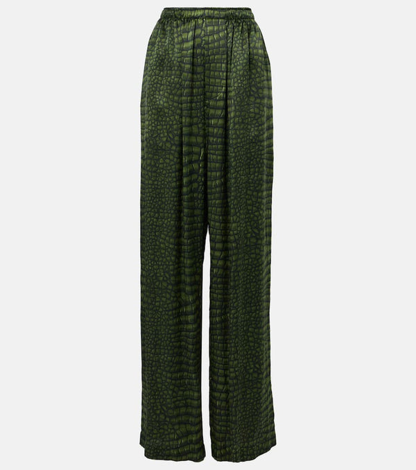 Balenciaga Printed silk satin wide-leg pants