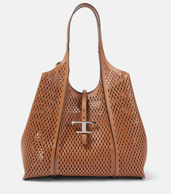 Tod's T Timeless Large leather mesh tote bag