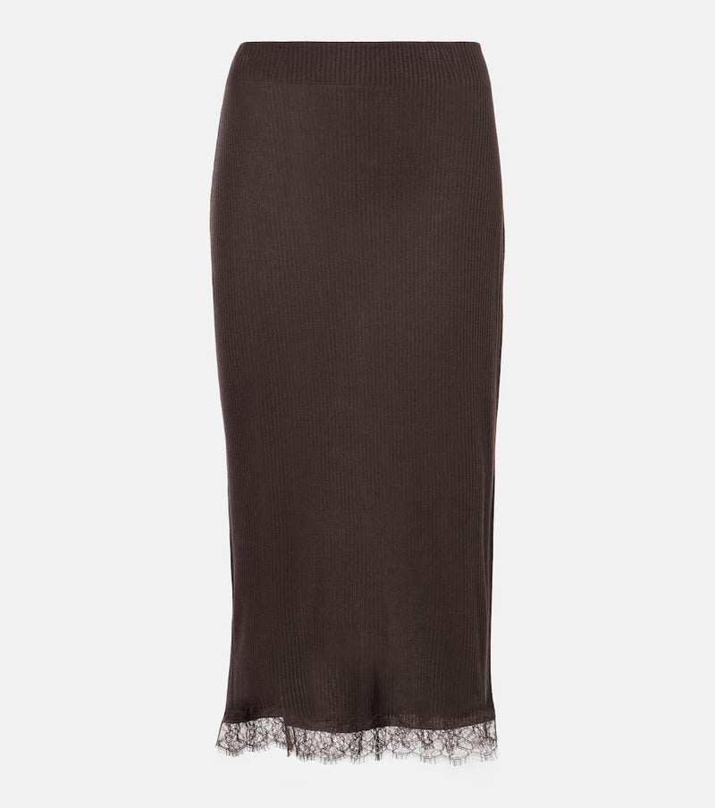 The Row Indira lace-trimmed silk-blend midi skirt