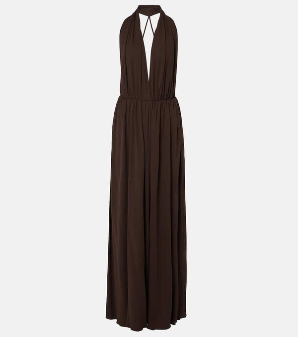 The Row Pharao gathered jersey crêpe gown