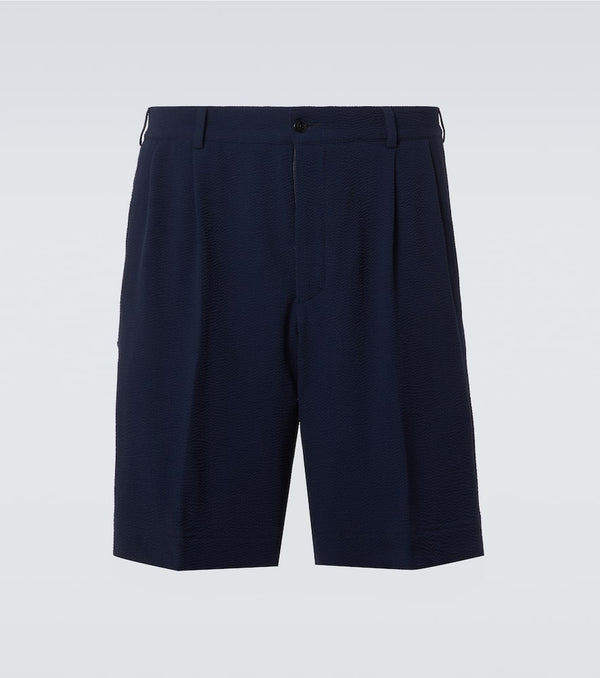 Rubinacci Pleated wool seersucker shorts