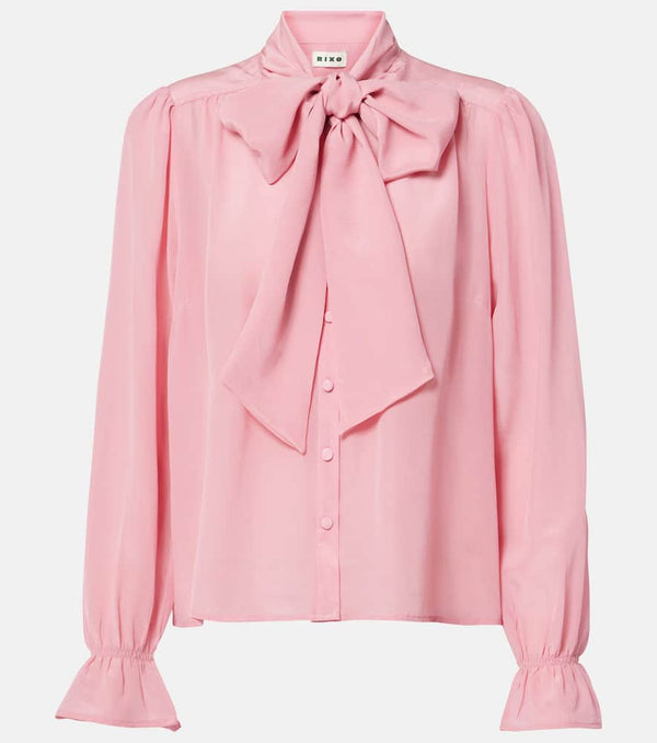 Rixo Wilhelmina tie-neck silk blouse