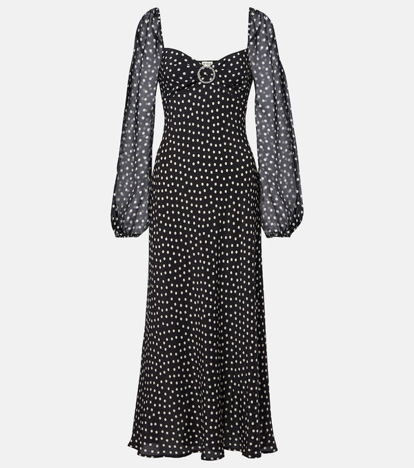 Rixo Ivy polka-dot silk maxi dress