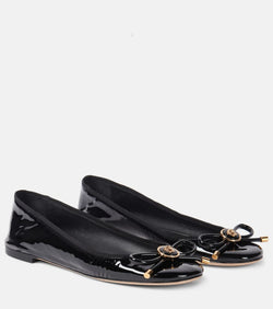 Versace Opera bow-detail patent leather ballet flats