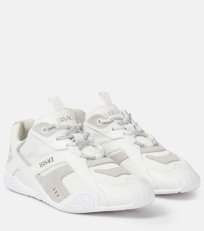 Versace Galaxia suede-trimmed leather sneakers