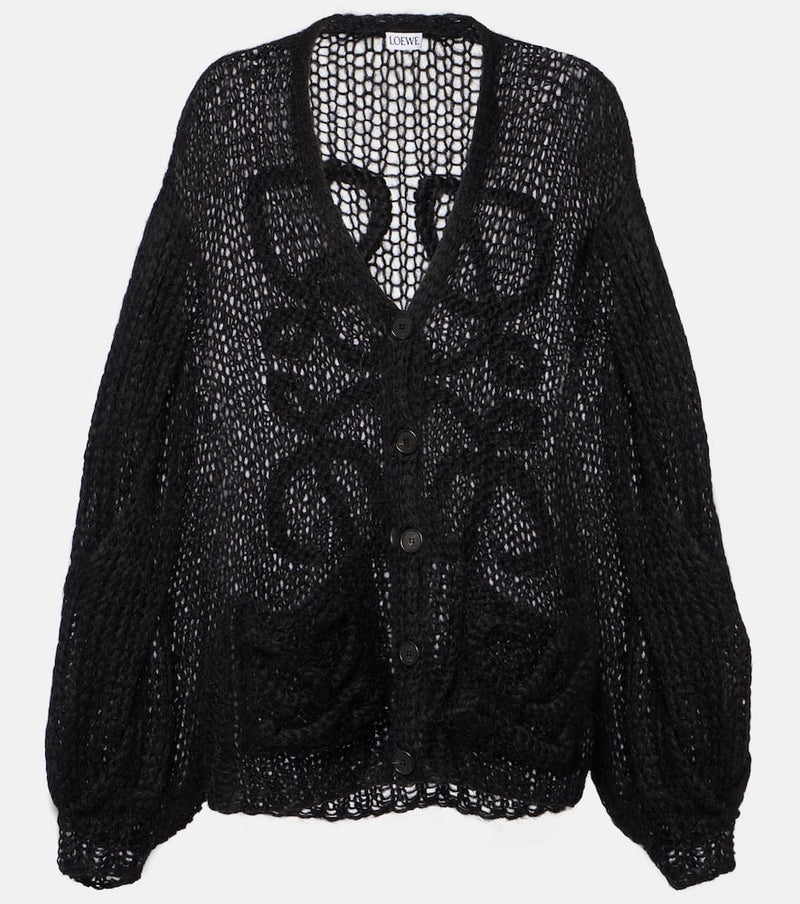 Loewe Anagram open-knit mohair-blend cardigan