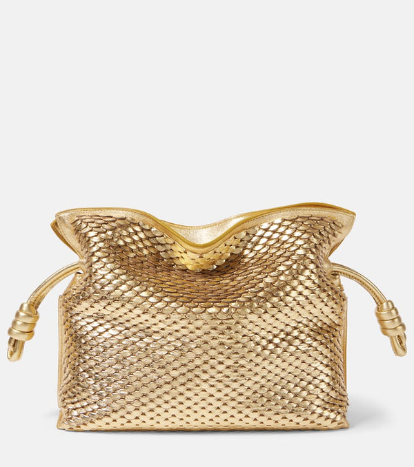 Loewe Flamenco Small metallic leather clutch