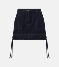 Loewe Anagram leather-trimmed denim miniskirt