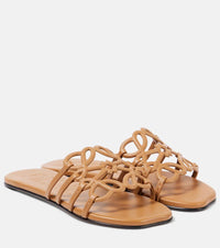 Loewe Petal Anagram Leather Slides Brown