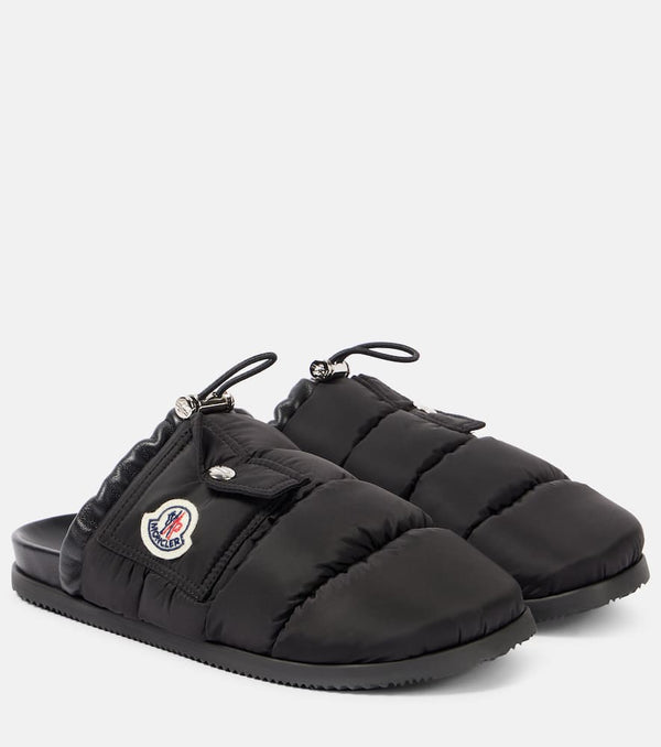 Moncler Mon Pocket leather-trimmed down mules