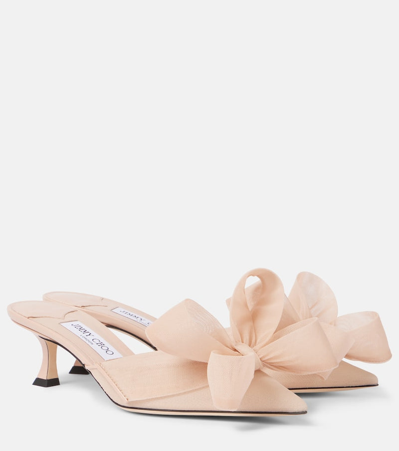 Jimmy Choo Staz 50 bow-detail mesh mules