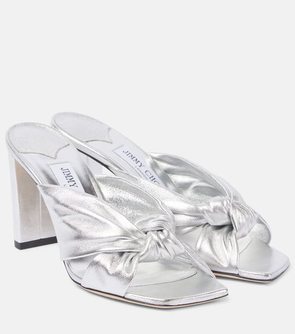 Jimmy Choo Avenue 85 metallic leather mules