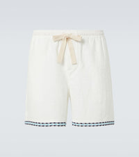 Commas Frequency embroidered linen shorts