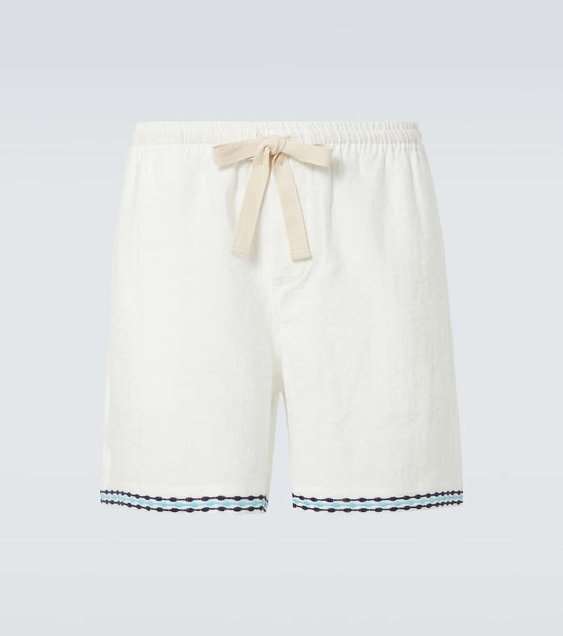 Commas Frequency embroidered linen shorts