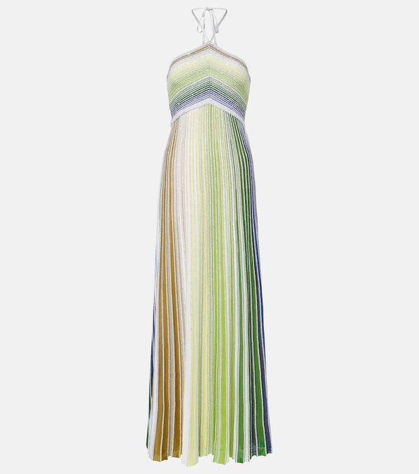 Missoni Tie-neck striped lamé gown