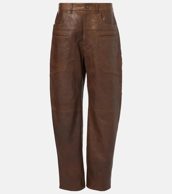 Isabel Marant Breydi high-rise leather barrel-leg pants