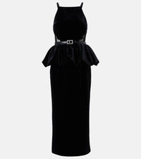 Self-Portrait Belted lace-trimmed velvet midi dress