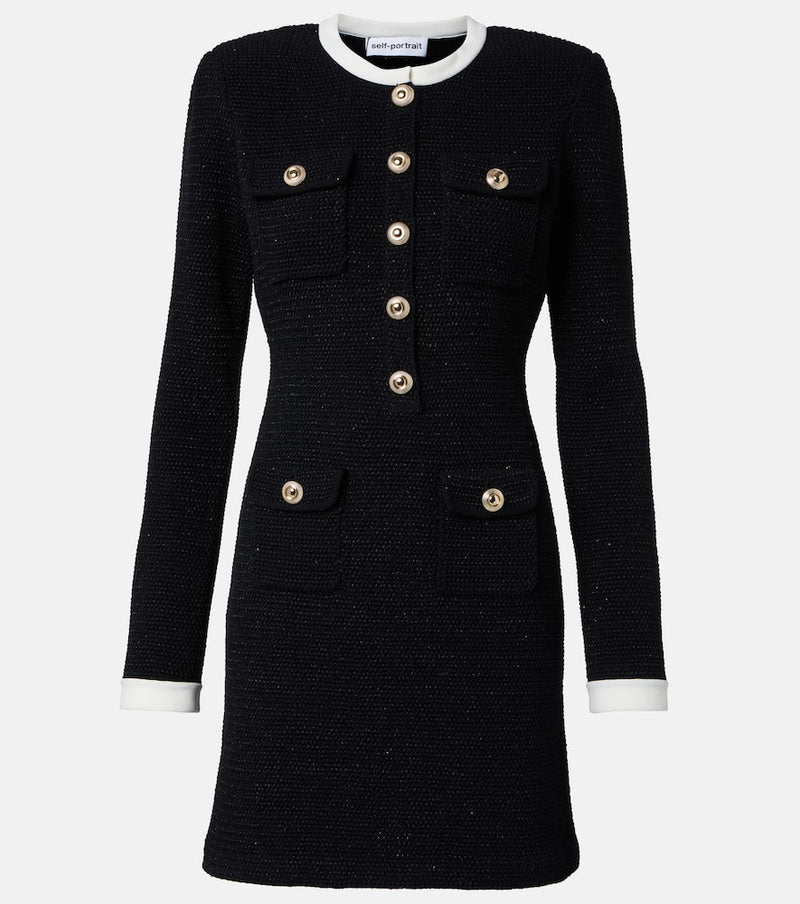 Self-Portrait Cotton and wool-blend minidress