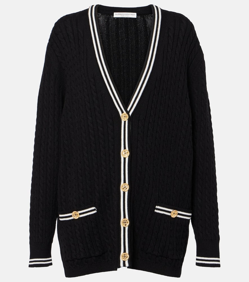 Alessandra Rich Cable-knit cotton cardigan