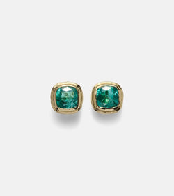 Octavia Elizabeth 18kt gold stud earrings with emerald