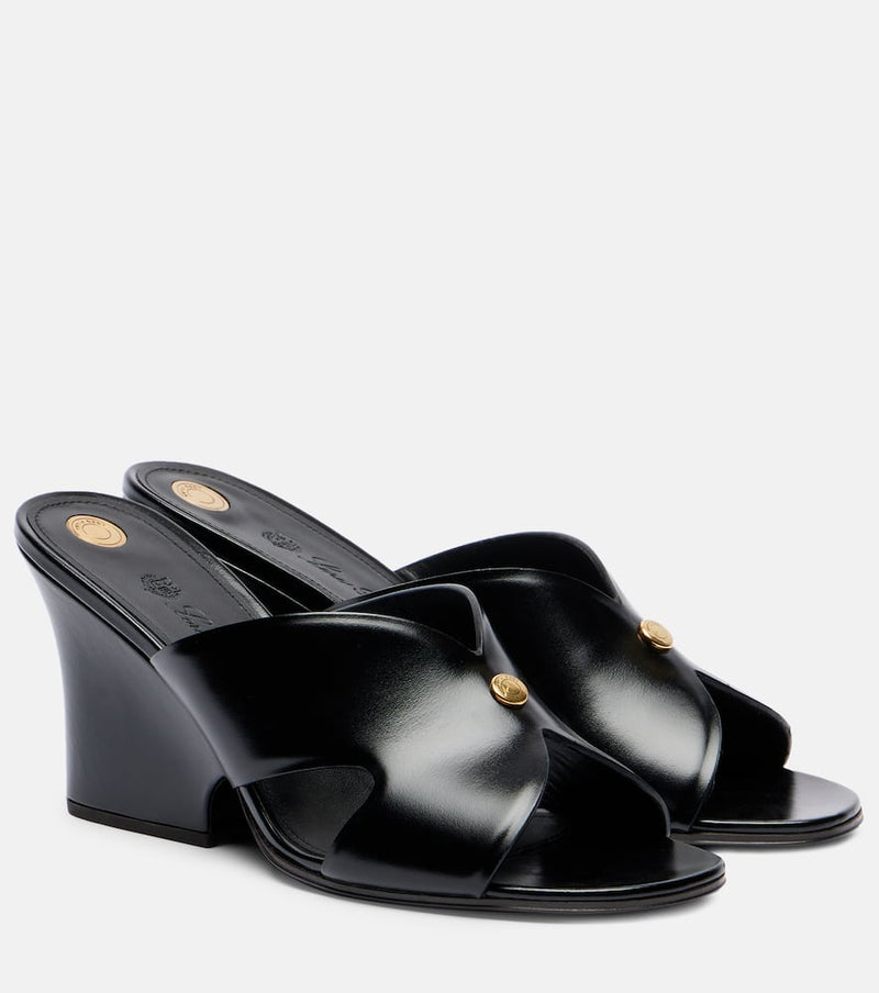 Loro Piana Vera 80 leather wedge mules