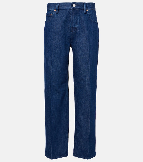 Gucci Leather-trimmed straight jeans