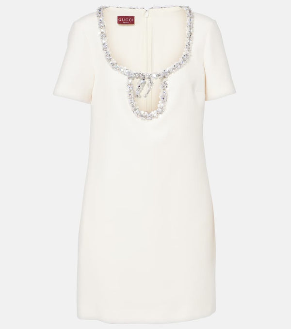 Gucci Embellished silk and wool crêpe minidress