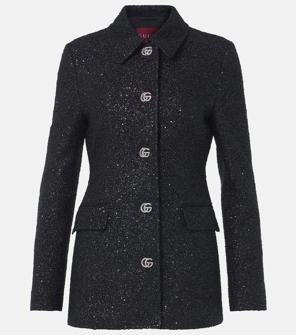 Gucci Double G sequined lamé tweed jacket