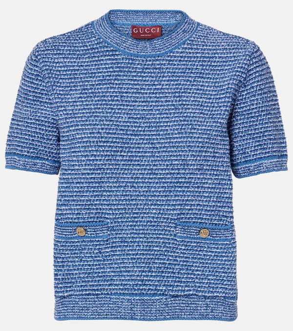 Gucci Double G knitted cotton-blend top