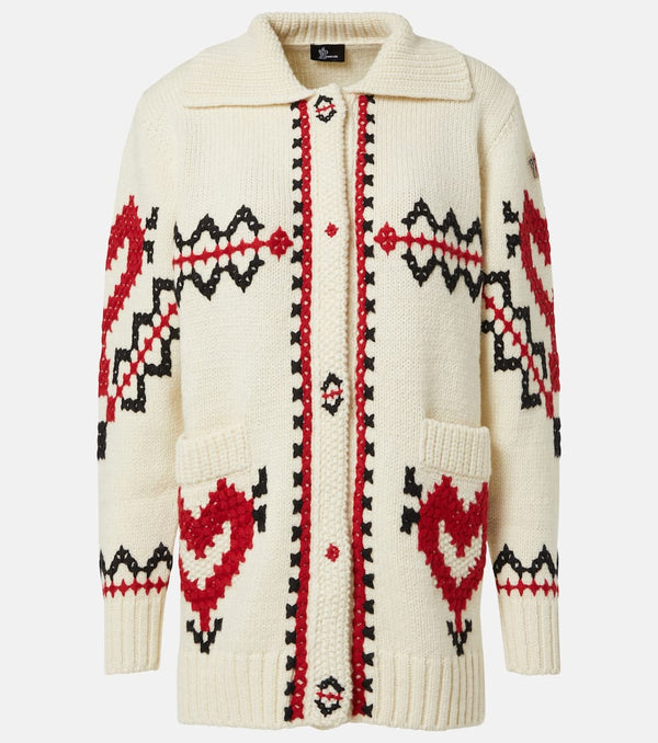 Moncler Grenoble Embroidered wool-blend cardigan