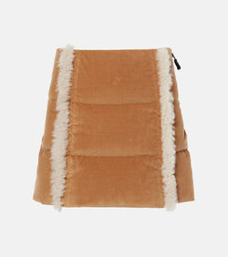 Moncler Grenoble Shearling-trimmed corduroy miniskirt