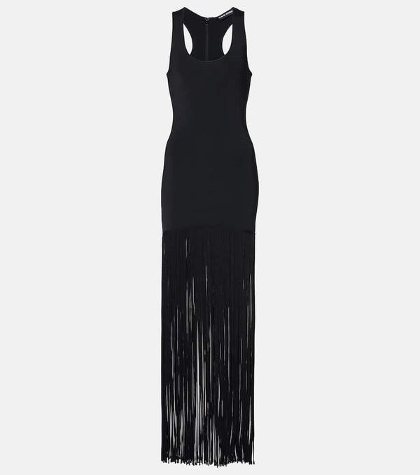 David Koma Fringed knitted maxi dress