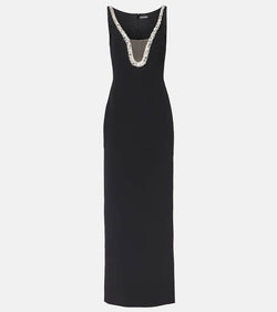 David Koma Crystal-embellished cady gown