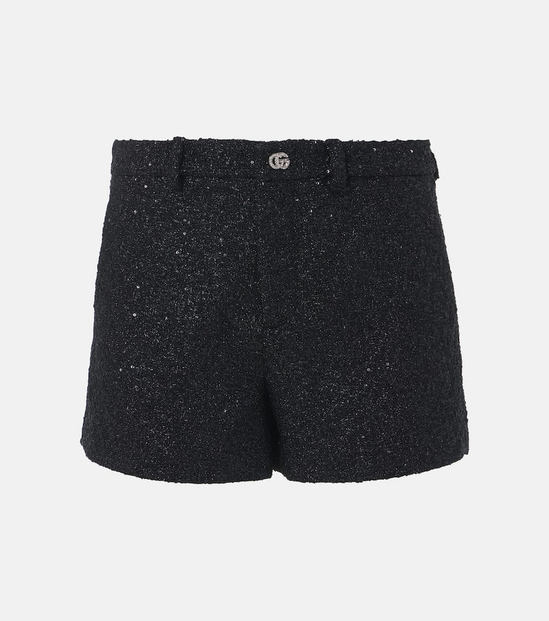 Gucci Double G sequined lamé tweed shorts