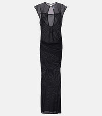Jean Paul Gaultier Flocked open-back tulle maxi dress